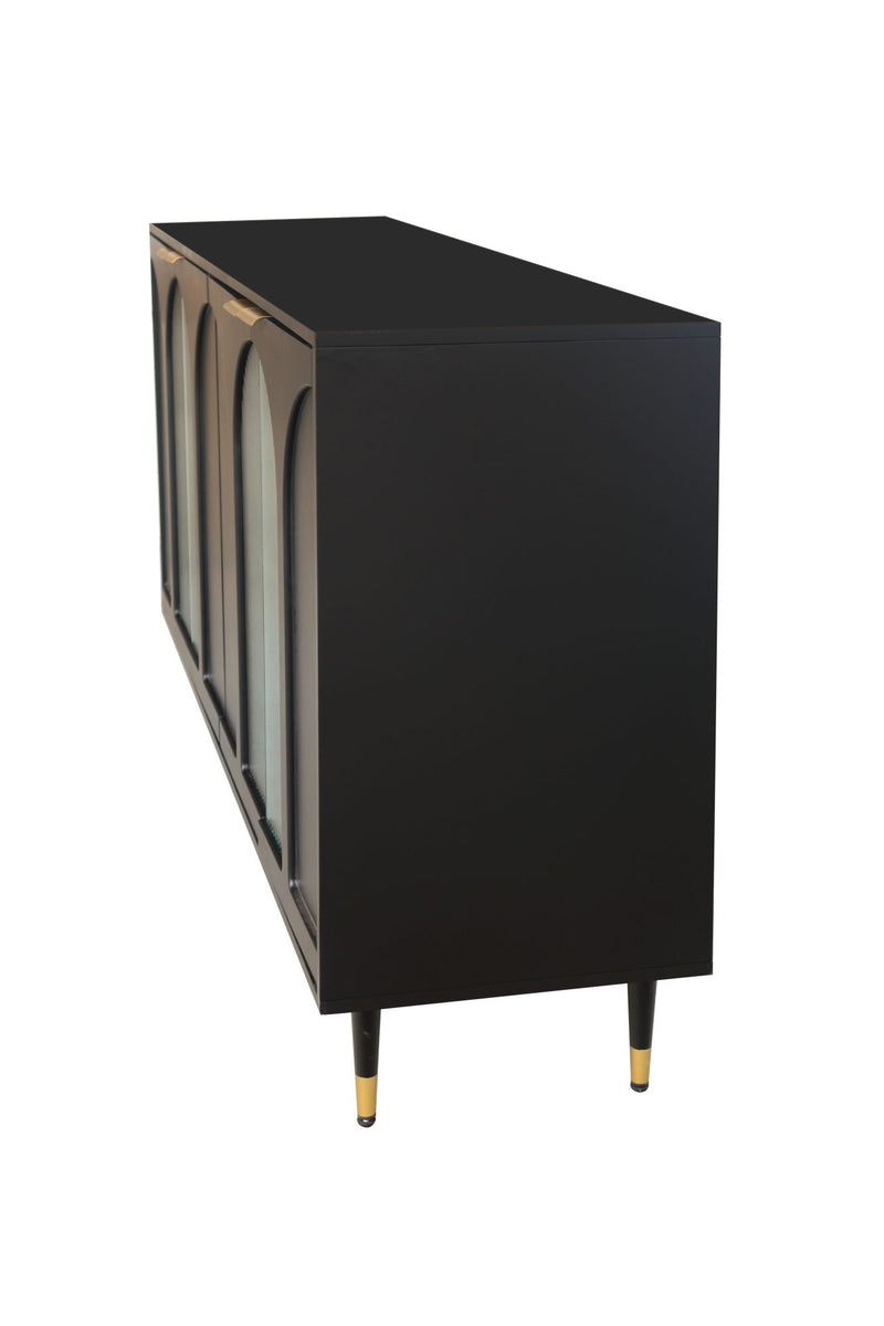 Accent Cabinet Black Lacquered Wood