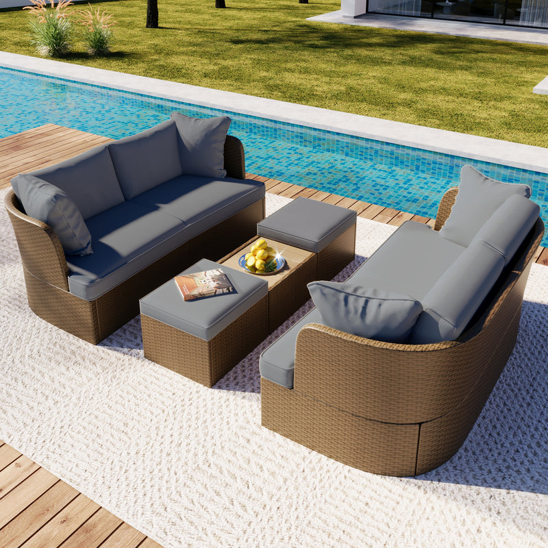 Wicker Furniture Sofa Set with Cushions