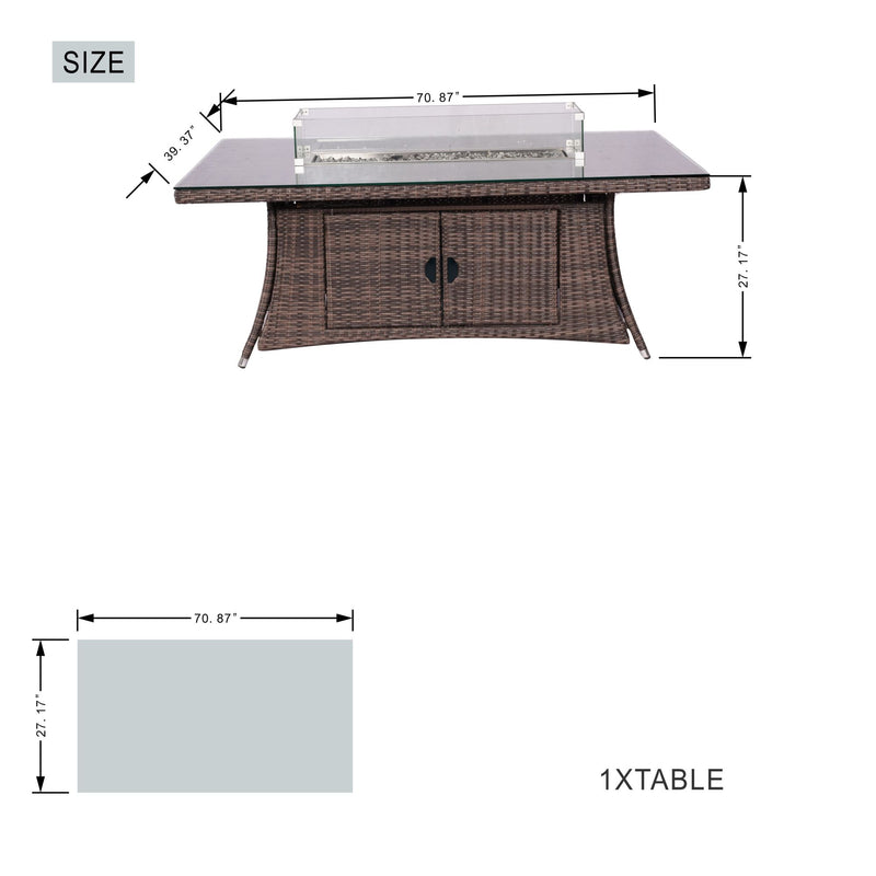 Direct Wicker Outdoor Propane Gas Fire Pit Table