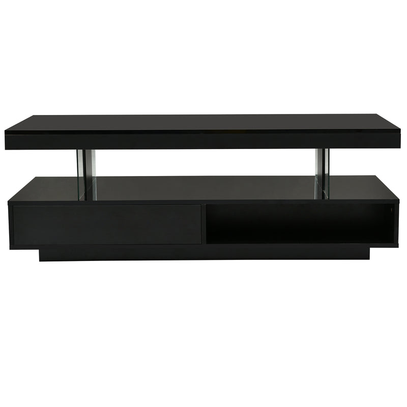 Modern LED Center Table with Display Shelves