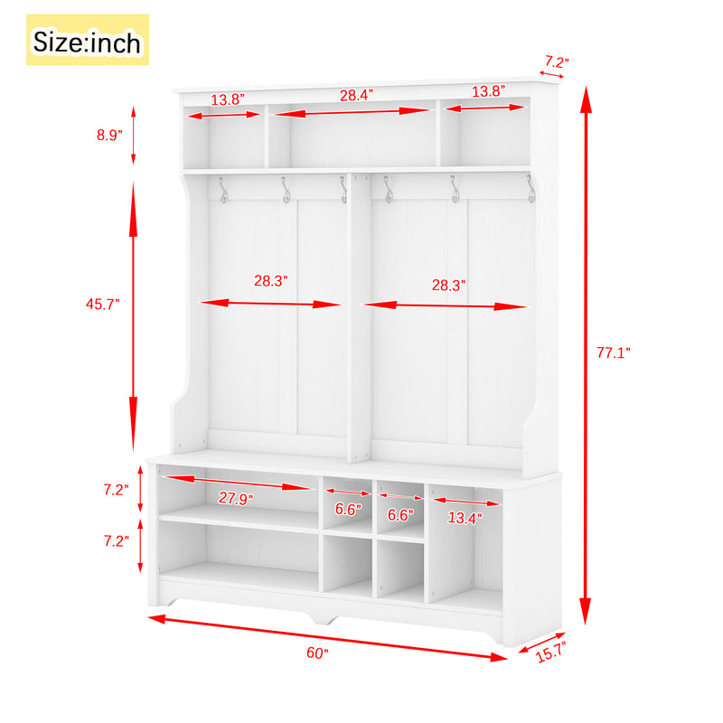 Modern Multi-Functional Entryway Coat Rack with Shoe Cubbies