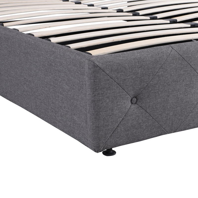 Full size Upholstered Platform bed with a Hydraulic Storage System