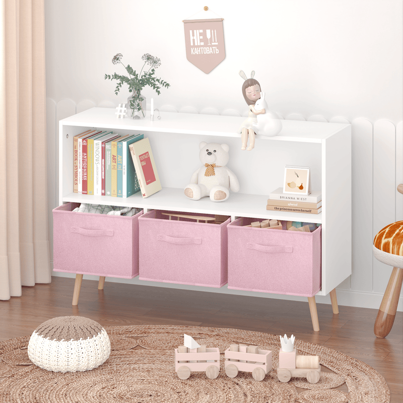 Kids bookcase with Collapsible Fabric Drawers