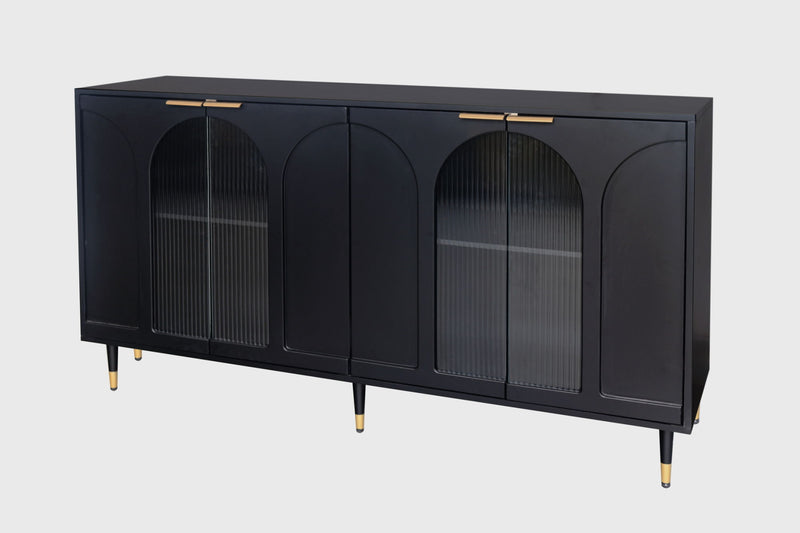 Accent Cabinet Black Lacquered Wood