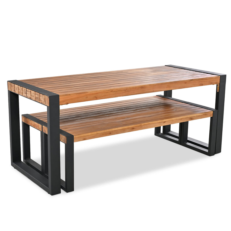 Outdoor Dining Table With 2 Benches