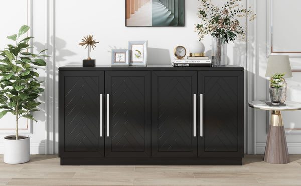 TREXM Sideboard with Adjustable Shelves and Silver Handles