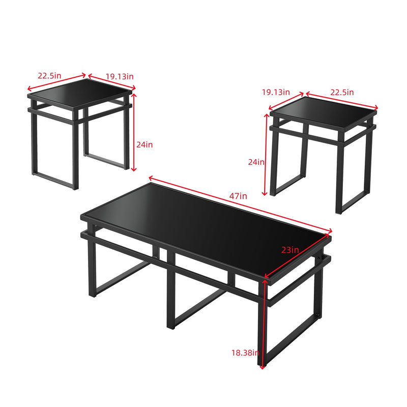 Modern Table Set with BLACK Glass Top