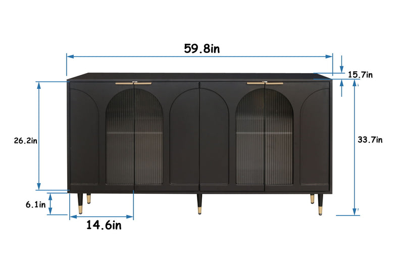 Accent Cabinet Black Lacquered Wood