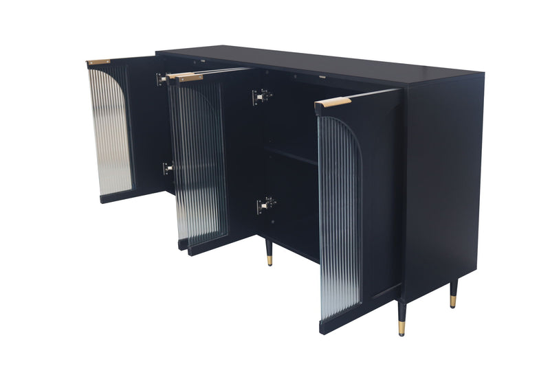 Accent Cabinet Black Lacquered Wood