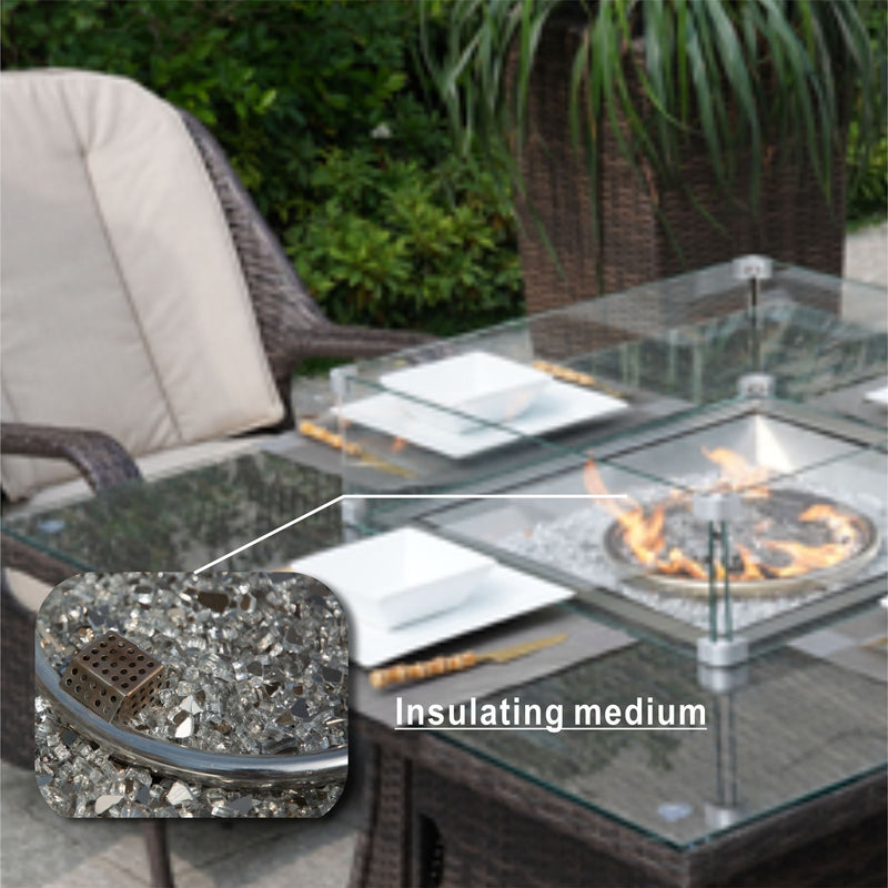 Outdoor Rattan 50,000BTU Propane Gas Fire Pit Table