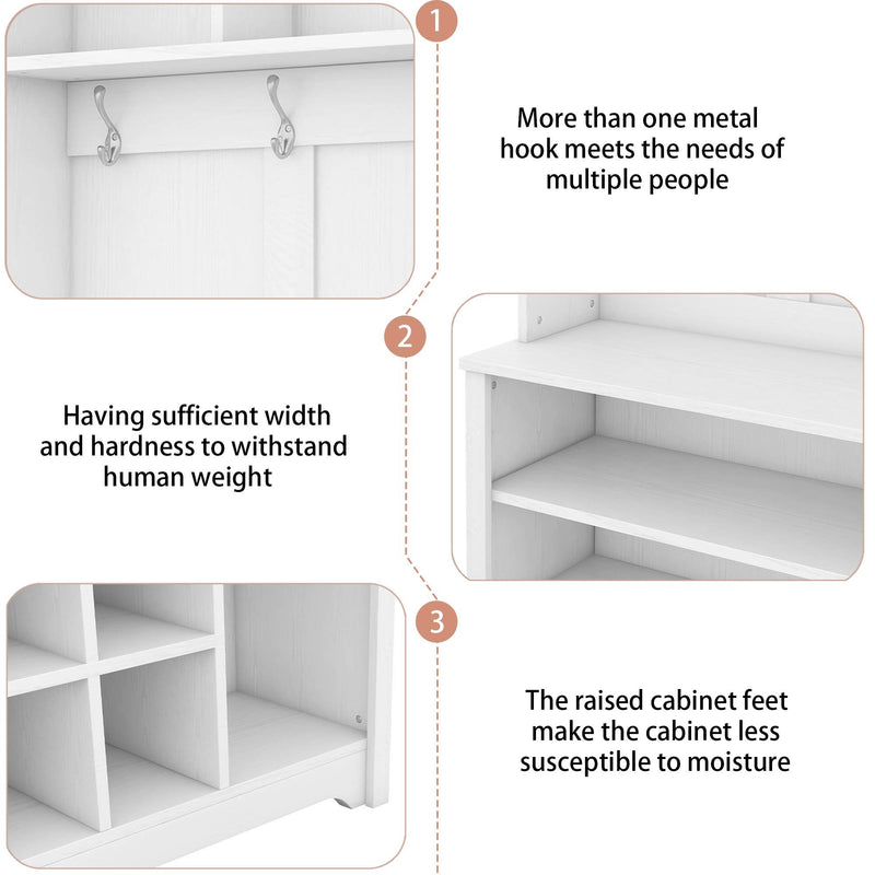 Modern Multi-Functional Entryway Coat Rack with Shoe Cubbies