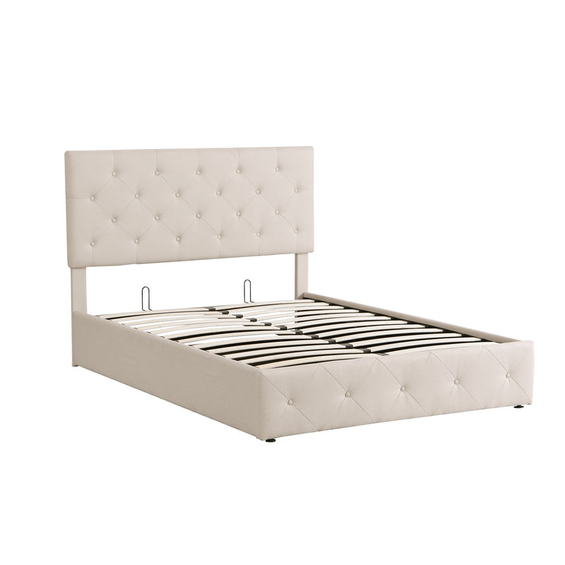 Full size Upholstered Platform bed with a Hydraulic Storage System