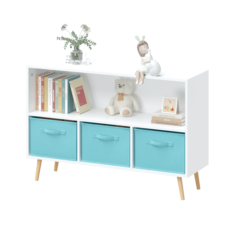 Kids bookcase with Collapsible Fabric Drawers