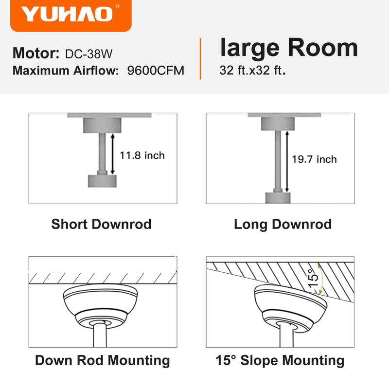 Farmhouse Ceiling Fan with Plywood Blades for Dining Room