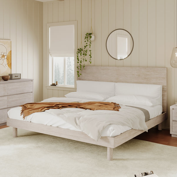 Concise Style Solid Wood Grain Platform Bed Frame