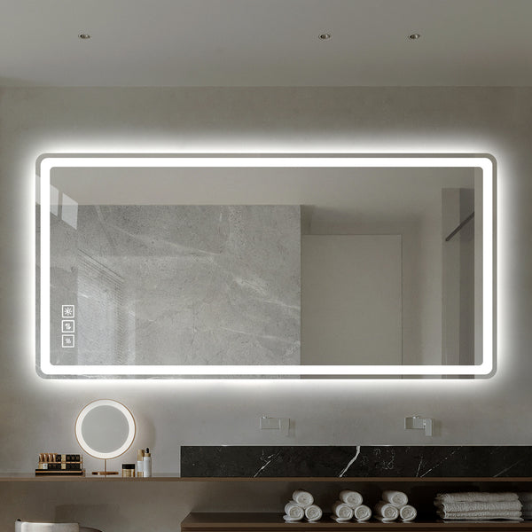 Bathroom Mirror with Led Lights Front and Backlit