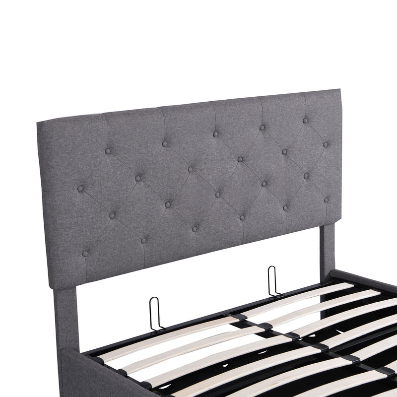 Full size Upholstered Platform bed with a Hydraulic Storage System