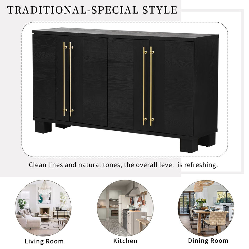 Traditional Style Sideboard with Gold Handles