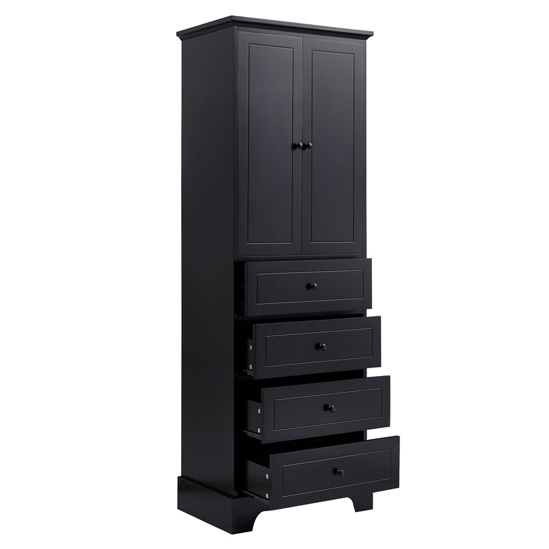 Storage Cabinet with 2 Doors and 4 Drawers for Bathroom