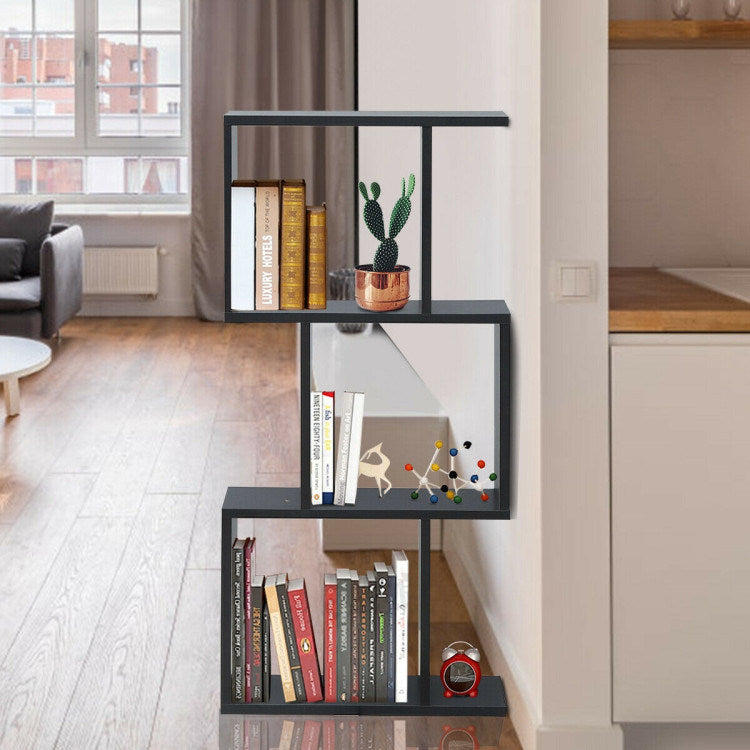 Wooden S-Shaped Bookcase