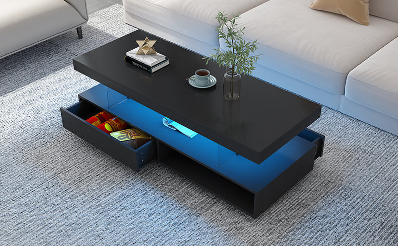 Modern LED Center Table with Display Shelves