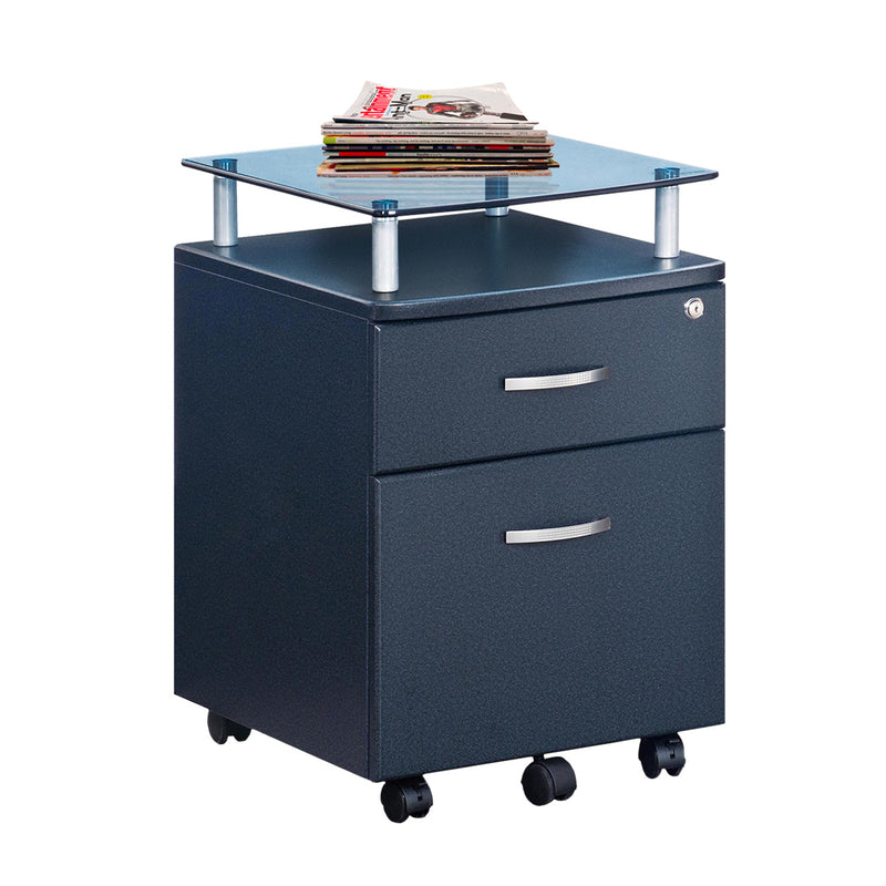 Techni Rolling File Cabinet with Glass Top