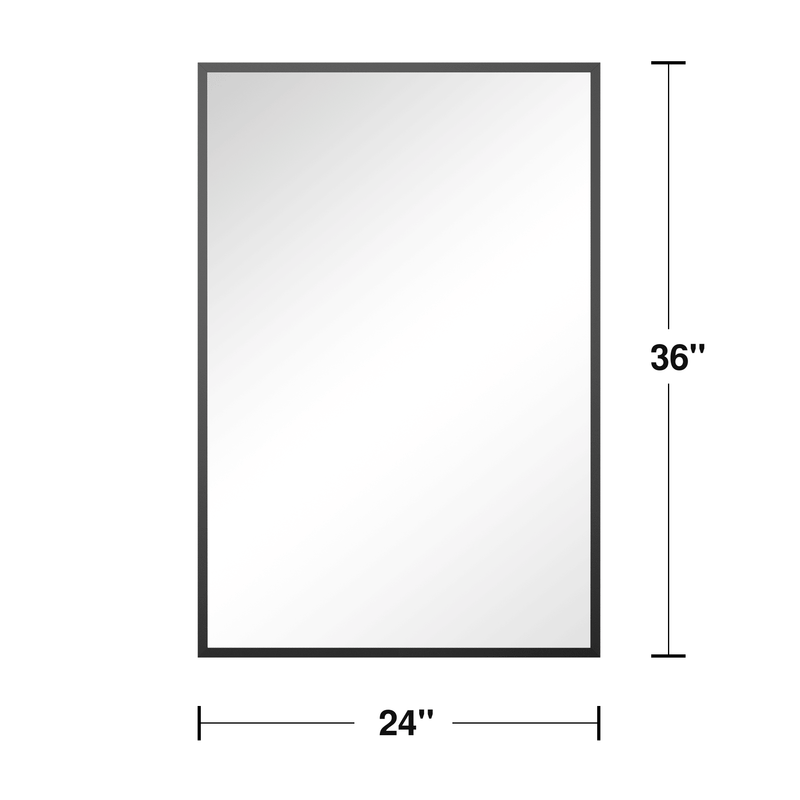 36"x24" Rectangle Black Aluminum Alloy Framed Vanity Mirror (Set of 2)