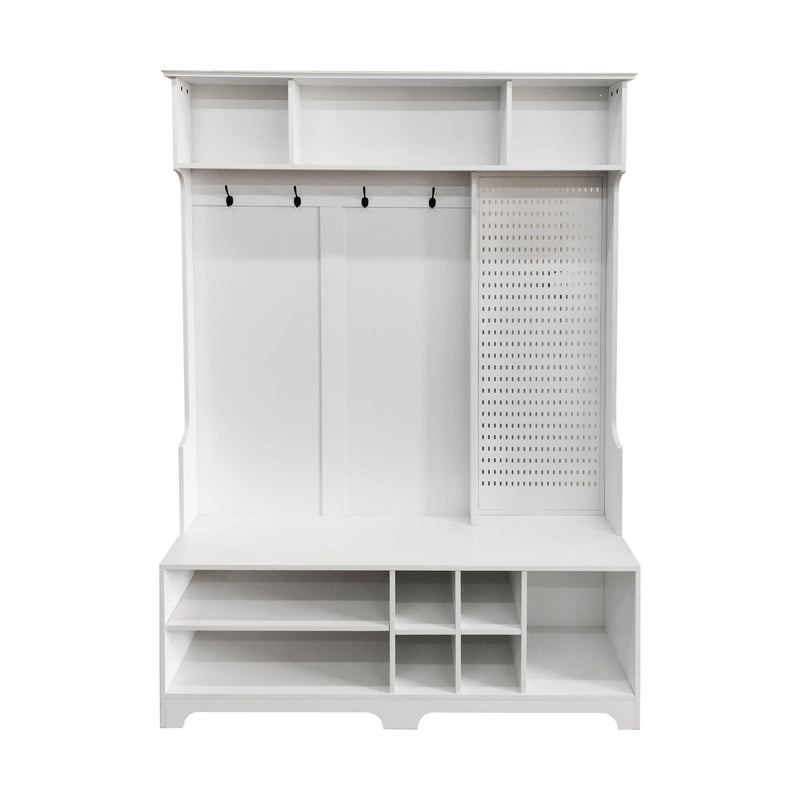 Hall Cabinet with Storage Shelves and Pegboard, for Hallways, Halls and Bedrooms