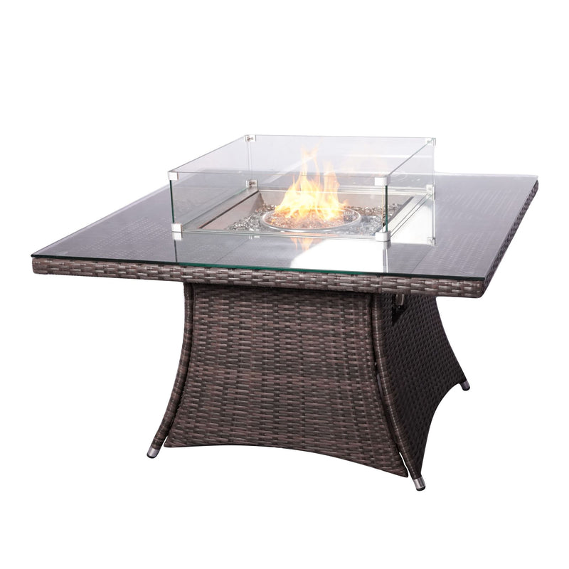 Outdoor Rattan 50,000BTU Propane Gas Fire Pit Table