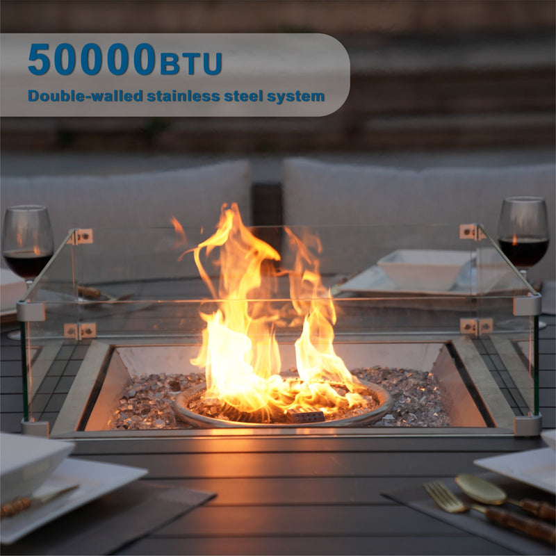 Outdoor Rattan 50,000BTU Propane Gas Fire Pit Table