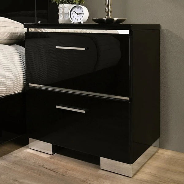 Contemporary Nightstand High Gloss Lacquer Coating Chrome