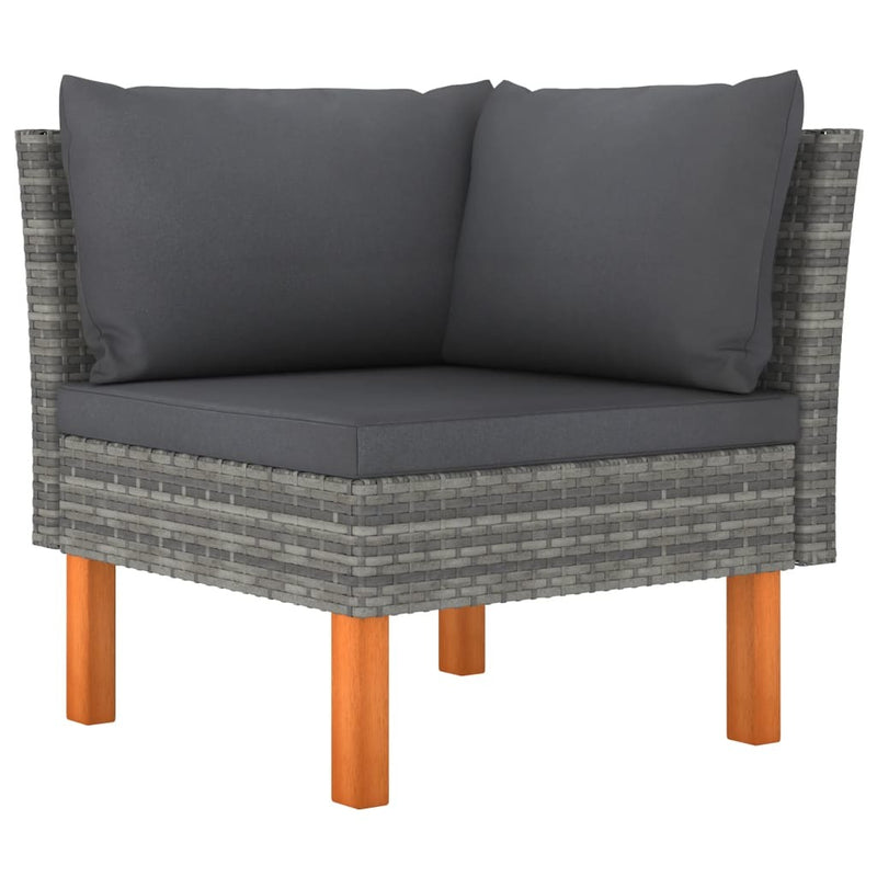 Patio Lounge Set with Cushions Poly Rattan Gray