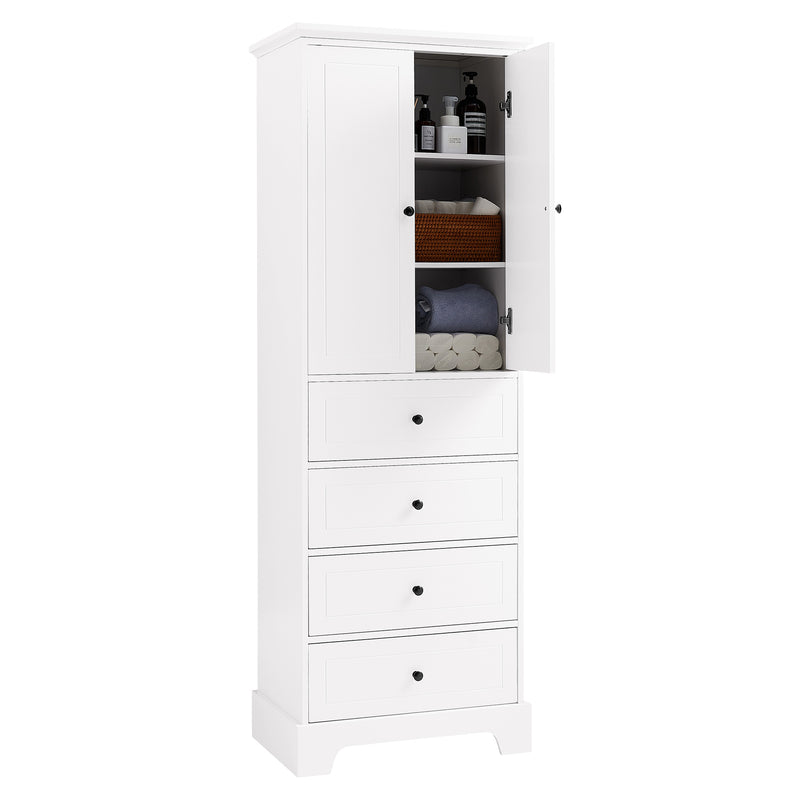 Storage Cabinet with 2 Doors and 4 Drawers for Bathroom