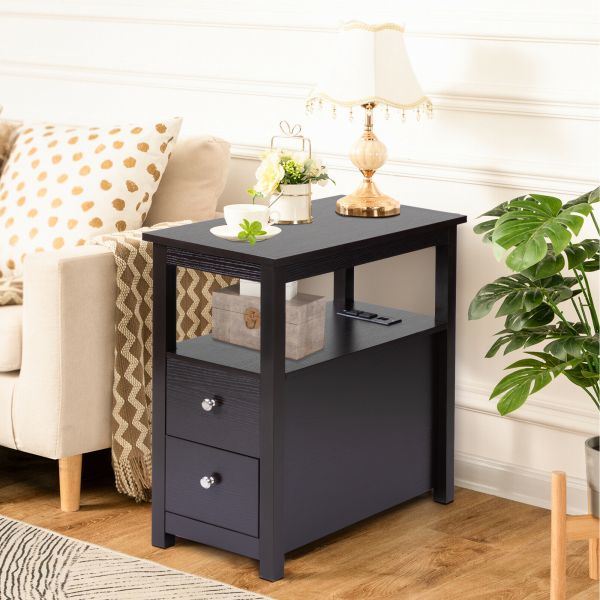 Transitional Nightstand with Charging Station