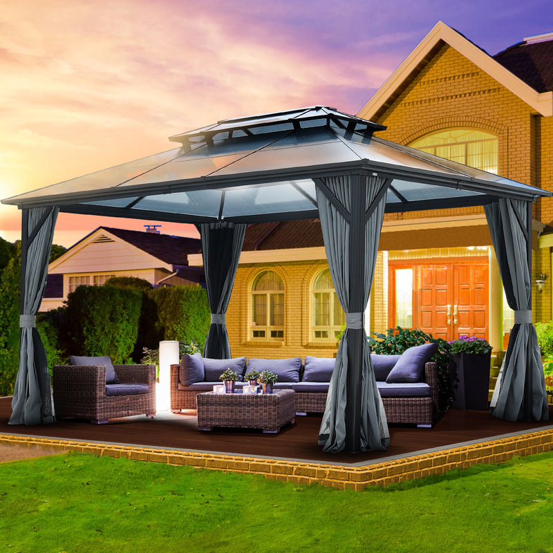 Patio Gazebo with Netting & Curtains