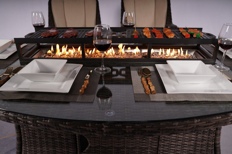 Outdoor Rattan 50,000BTU Propane Gas Fire Pit Table