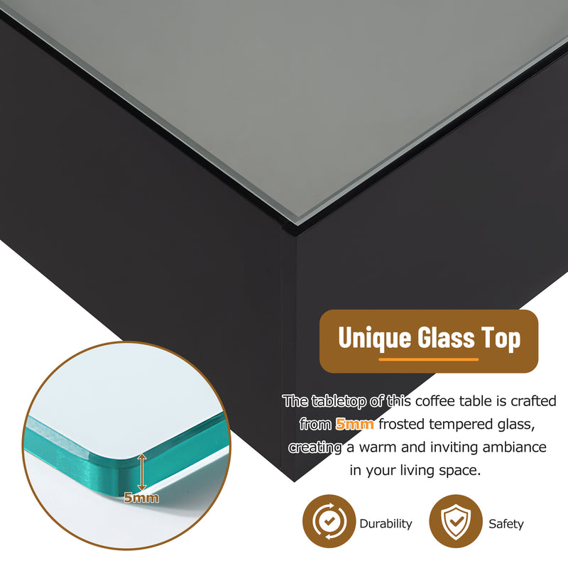 Square High Glossy Coffee Table with LED Lights