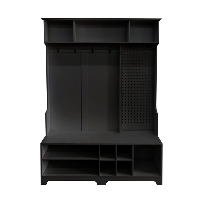 Hall Cabinet with Storage Shelves and Pegboard, for Hallways, Halls and Bedrooms