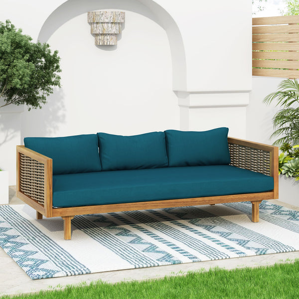 CLAREMONT 3 SEATER DAYBED WITH RATTAN ARMS