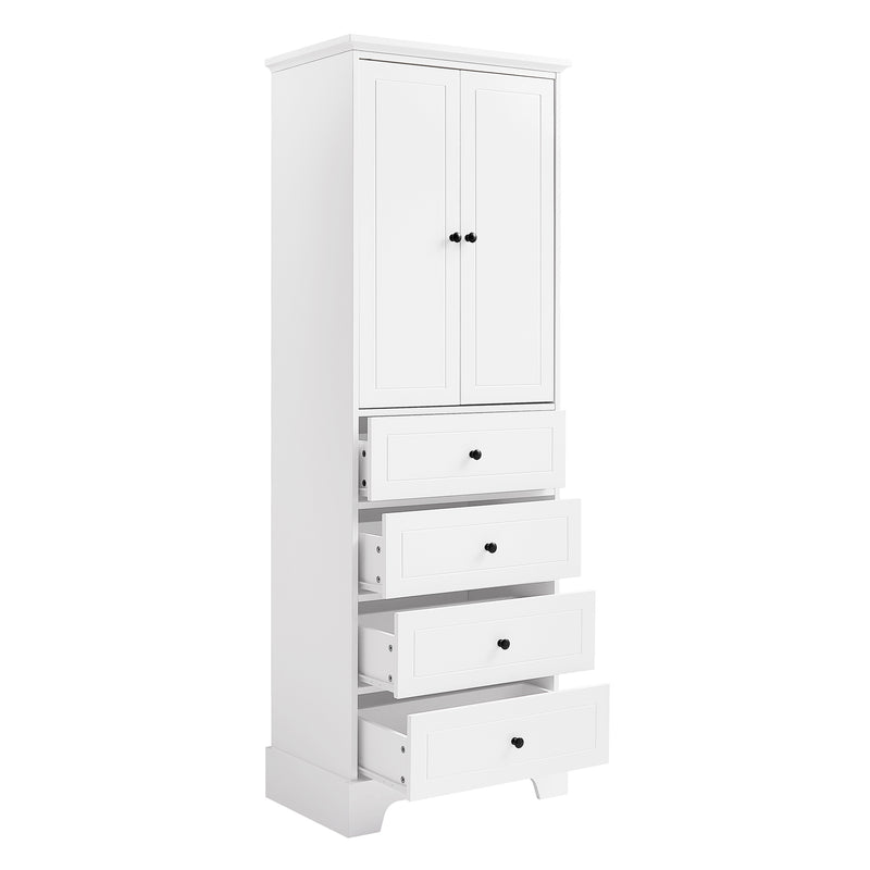 Storage Cabinet with 2 Doors and 4 Drawers for Bathroom