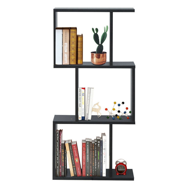 Wooden S-Shaped Bookcase