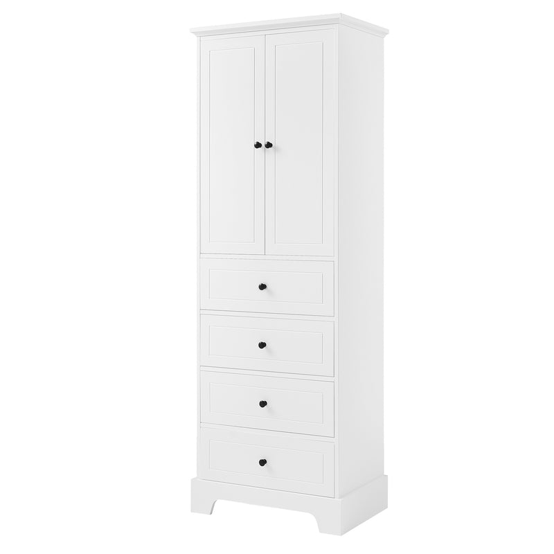 Storage Cabinet with 2 Doors and 4 Drawers for Bathroom