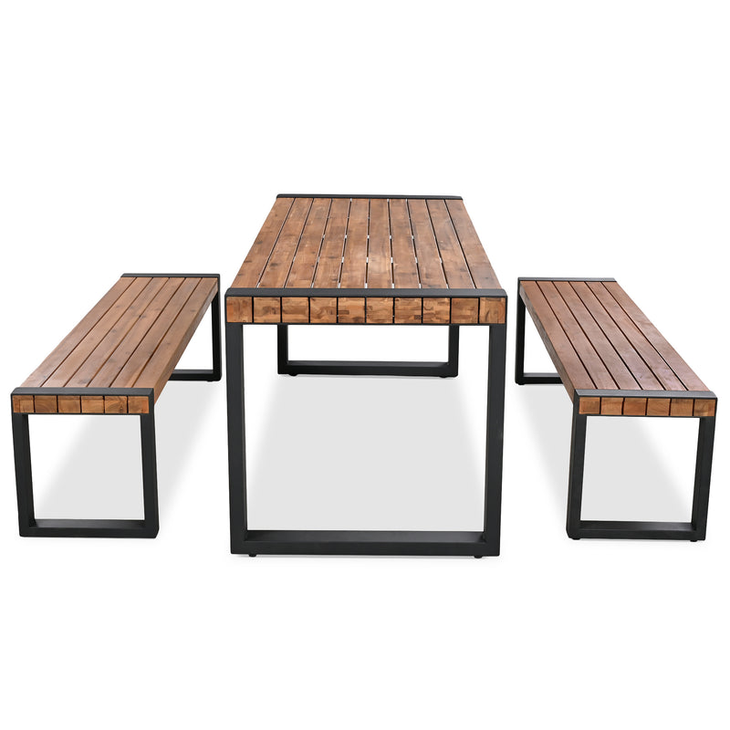 Outdoor Dining Table With 2 Benches