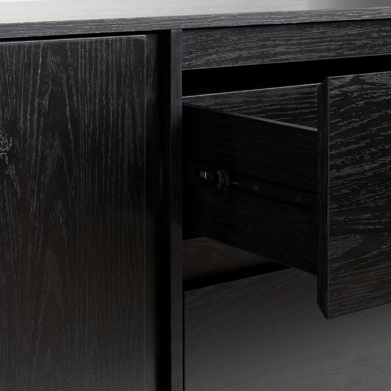 63" Scandi Sideboard with Beveled Drawers, Black