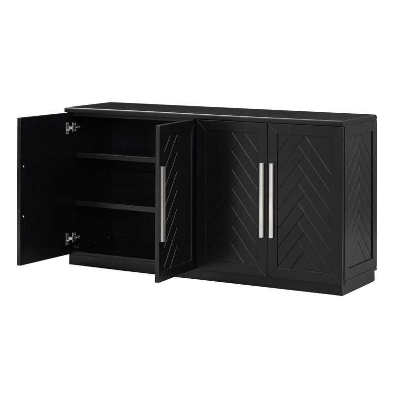 TREXM Sideboard with Adjustable Shelves and Silver Handles