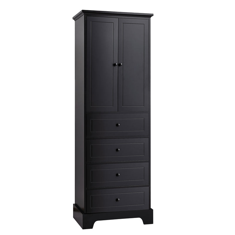 Storage Cabinet with 2 Doors and 4 Drawers for Bathroom