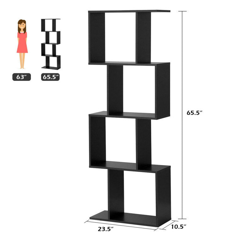 Wooden S-Shaped Bookcase