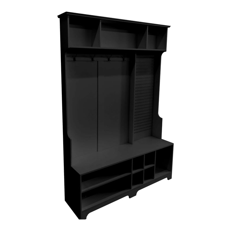 Hall Cabinet with Storage Shelves and Pegboard, for Hallways, Halls and Bedrooms