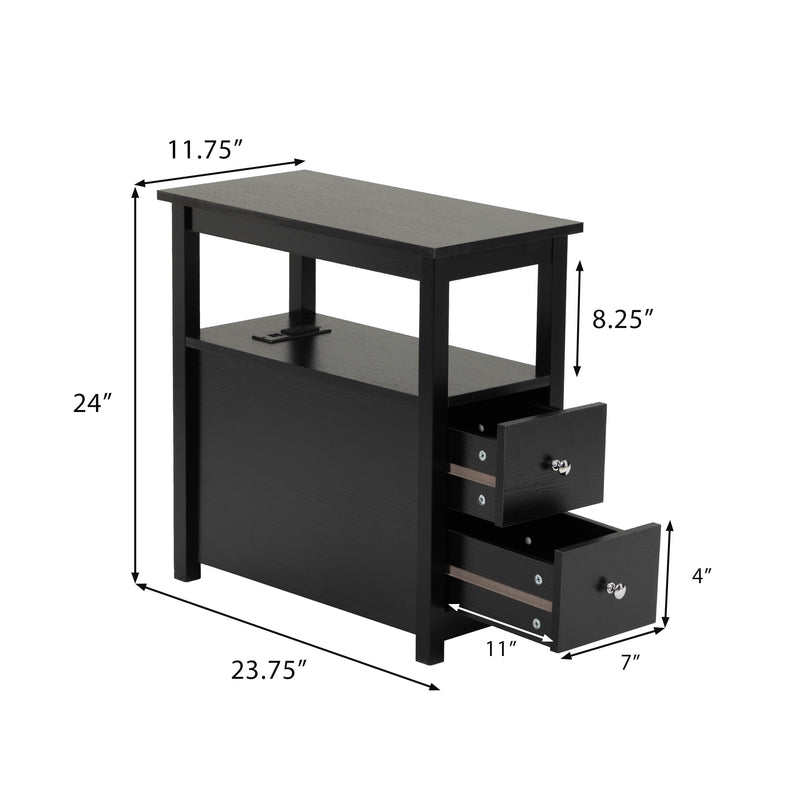 Transitional Nightstand with Charging Station