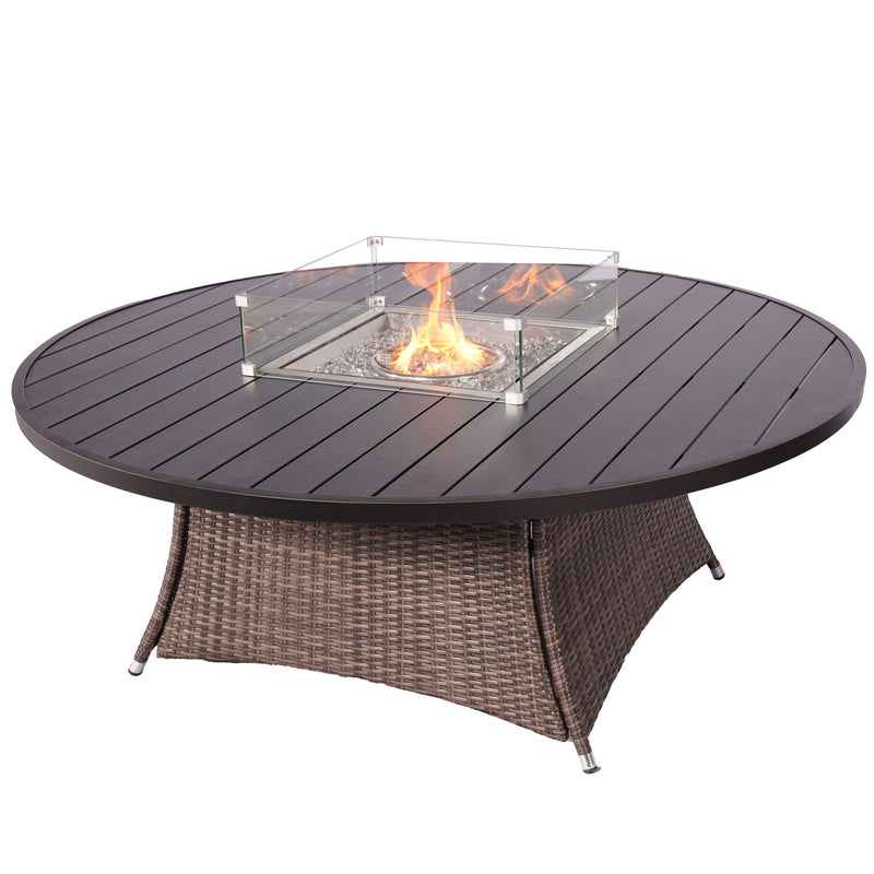 Outdoor Rattan 50,000BTU Propane Gas Fire Pit Table